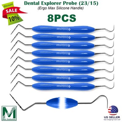 UNC15/23 Periodontal Probe-Explorer Double End Silicone Ergo Max Handle 8 Piece
