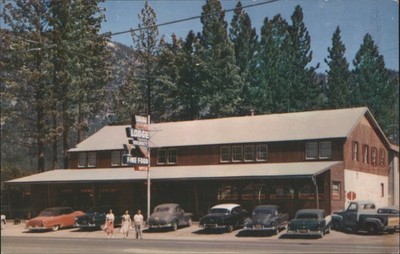 Bijou, California CA Ski Run Lodge & Cars, South Lake Tahoe Vintage Postcard