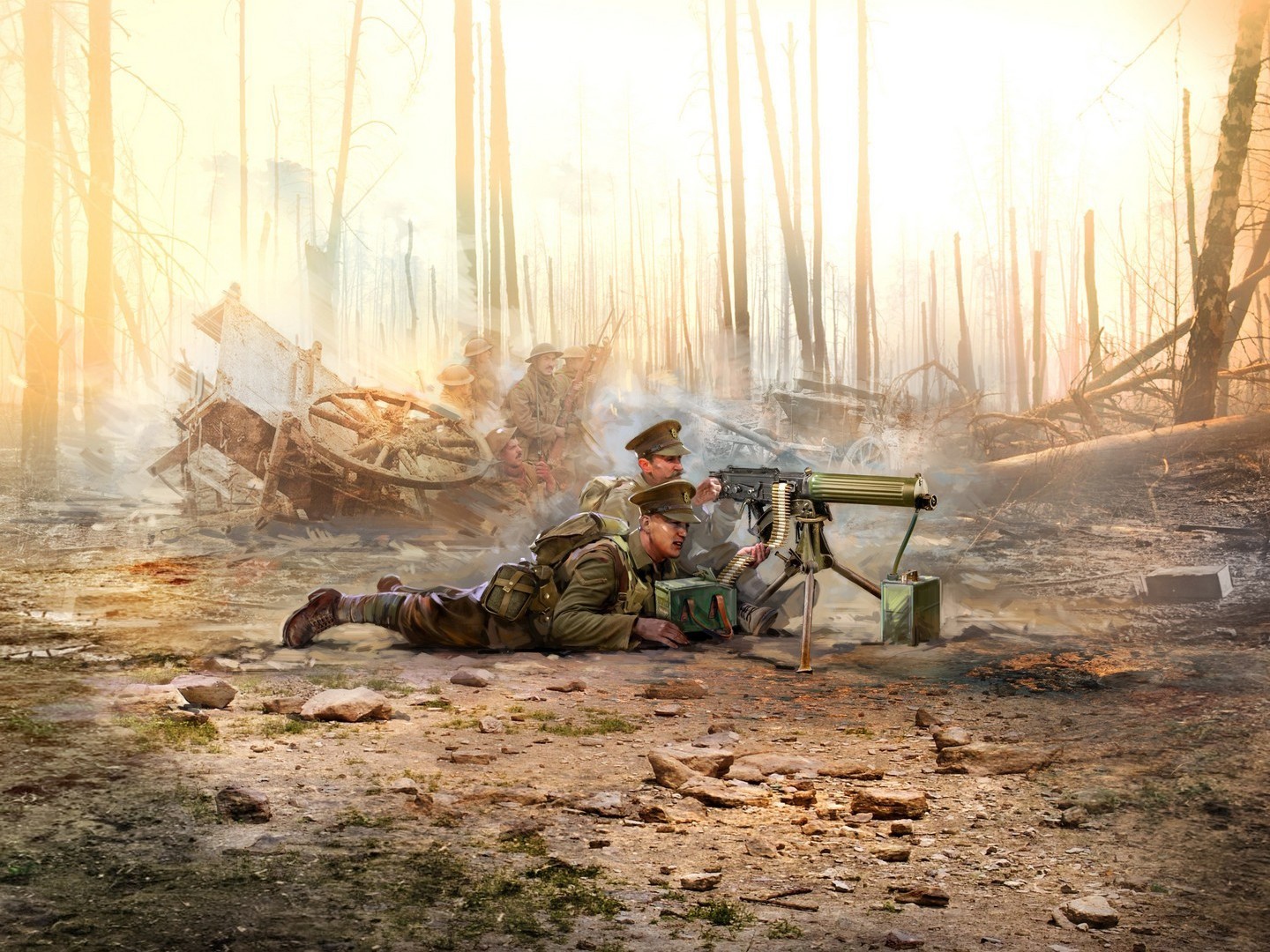 ICM 1:35 WWI British Vickers MG Crew (Vickers MG & 2 Figures) Plastic Model Kit