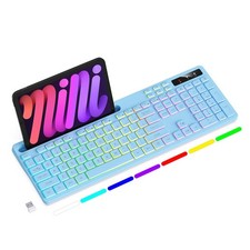 Wireless Keyboard RGB Backlit Phone Tablet Holder Fits Mac PC