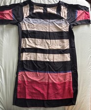 Ann Taylor Size Medium Striped Shift Dress Short sleeve Lined Y2K hi lo hem
