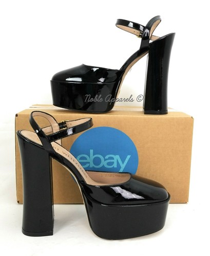 STUART WEITZMAN SkyHigh 145 Patent Ankle-Strap Platform Pumps Black US 6 - Picture 10 of 15