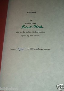 1989-Signed-limited-Edition-of-Screams-by-Robert-Bloch-As-New-Collected-Novels