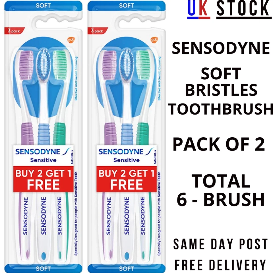 Sensodyne Sensitive Toothbrush Soft Bristles Effective Cleaning 6 pc - UK Stock