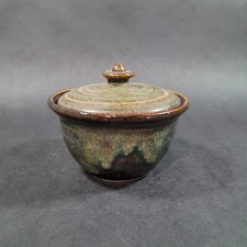 Adama Studio Pottery Stoneware Covered Jar Hand Made in Israel Art Pottery Dish