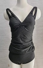 Nwt Cupshe Womens Textured Two Pieces Tankini Size S - Black