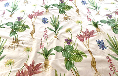 2 yds Grey Watkins French Hand Print Fabric  Les Fleurs  by Leslie Merritt WW979