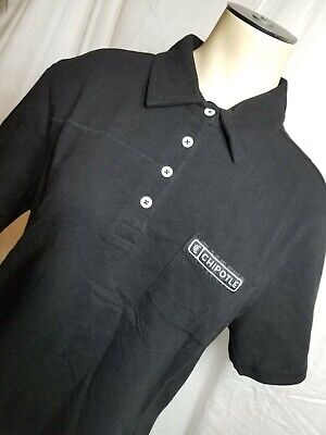 Chipotle womens LARGE Black Crew Member Uniform Shirt Chef Short Sleeve ...