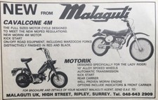 MALAGUTI CAVALCONE 4M / MOTORIK ORIGINAL 1978 B/W ADVERT 18cm by 12cm
