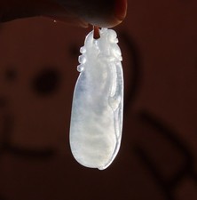 Certified Natural (A) Untreated Icy Light Green Jadeite Jade Bird Melon Pendant