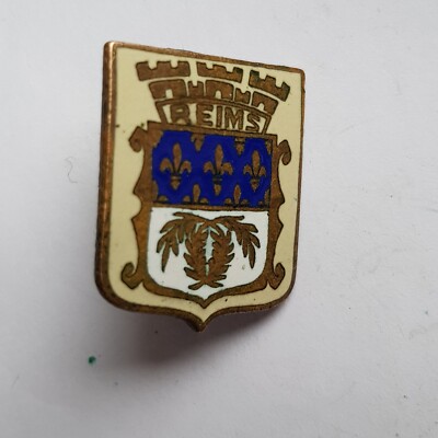 Ancienne Broche Insigne émaillée Blason De La Ville De Reims - Occasion Vintage