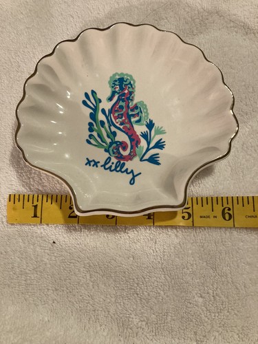 Lilly Pulitzer Ceramic Sea Shell Seahorse Trinket Dish Ocean Themed - Picture 12 of 14