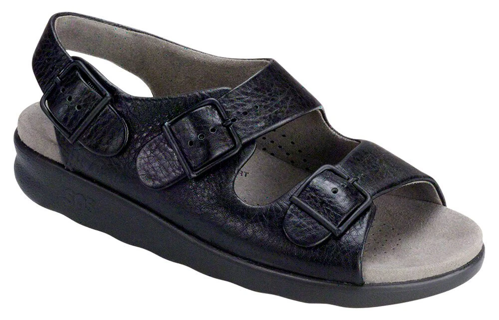 SAS Relaxed Sandal Black Women's Comfort Shoes Many Sizes & Widths FREE SHIPPING