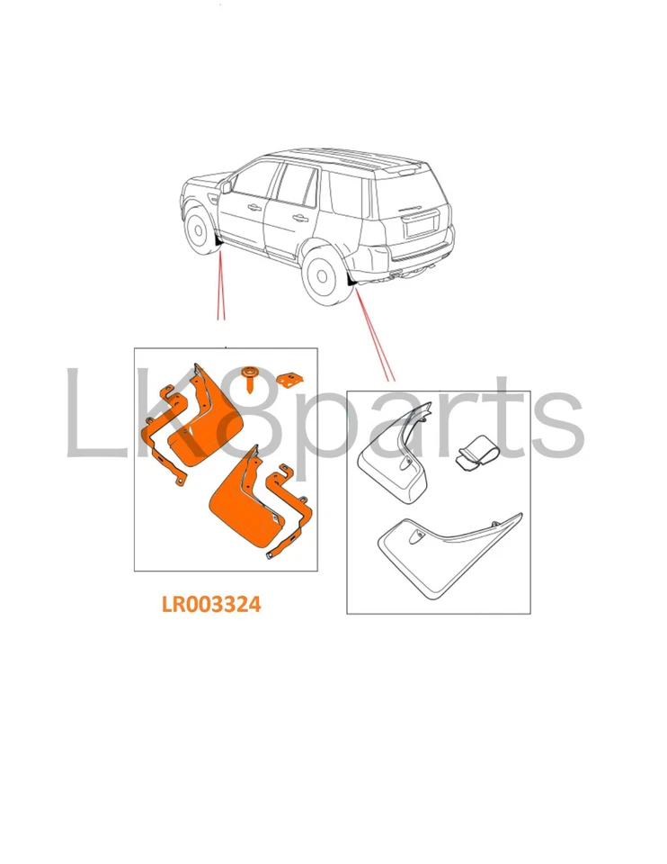 Juego de guardabarros delanteros Land Rover LR2 07-12 LR003324 nuevo Foto 4 de 4