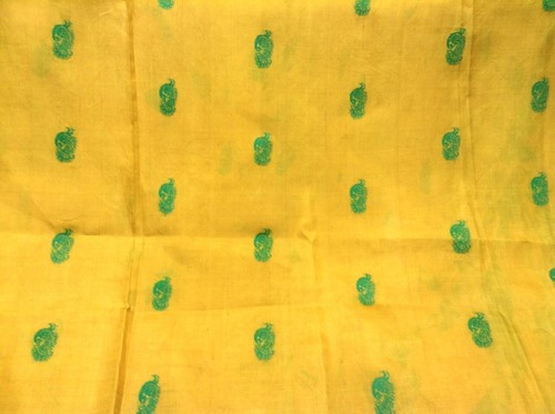OMSAIHOME VINTAGE MULTIPURPOSE PURE SILK YELLOW THREAD WOVEN FABRIC PIECE,M-153 - Picture 6 of 8