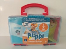 Blippi Lunch Box Surprise Blind Packs 1 Figure 2 Accessories 1 Sticker Page RED