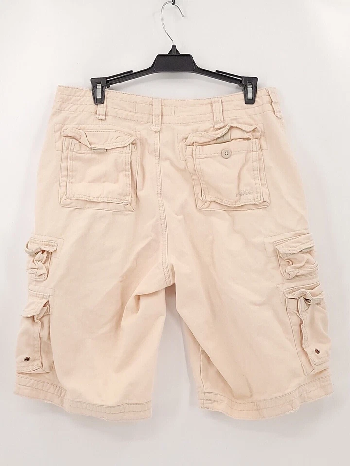 Шорты карго Plugg мужские 30 слоновая кость 100% хлопок 12 дюймов внутренний шов повседневная одежда - Изображение 2 из 4