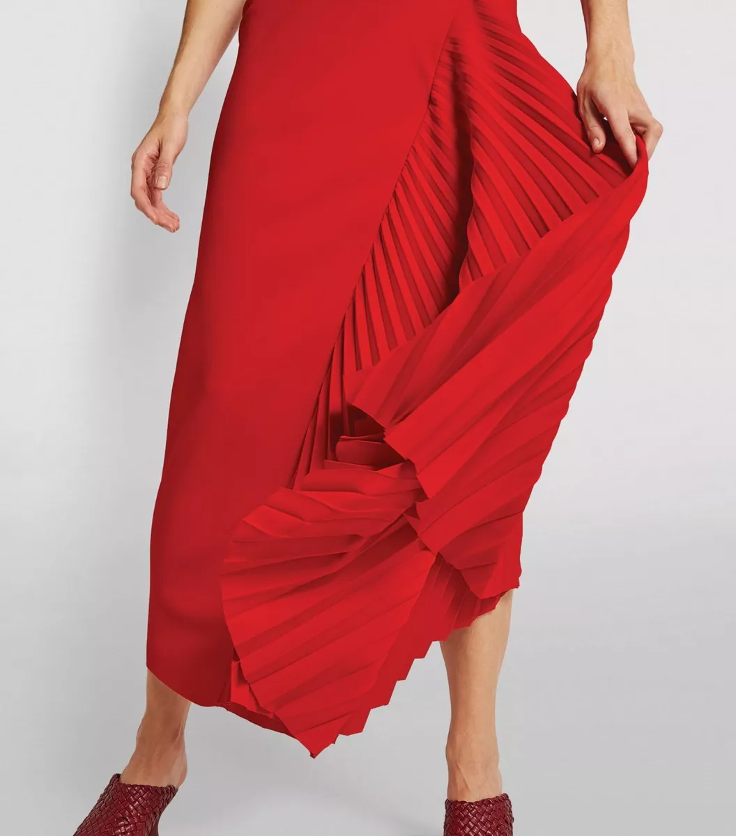 Women's Poly Crepe Pleated Midi Skirt