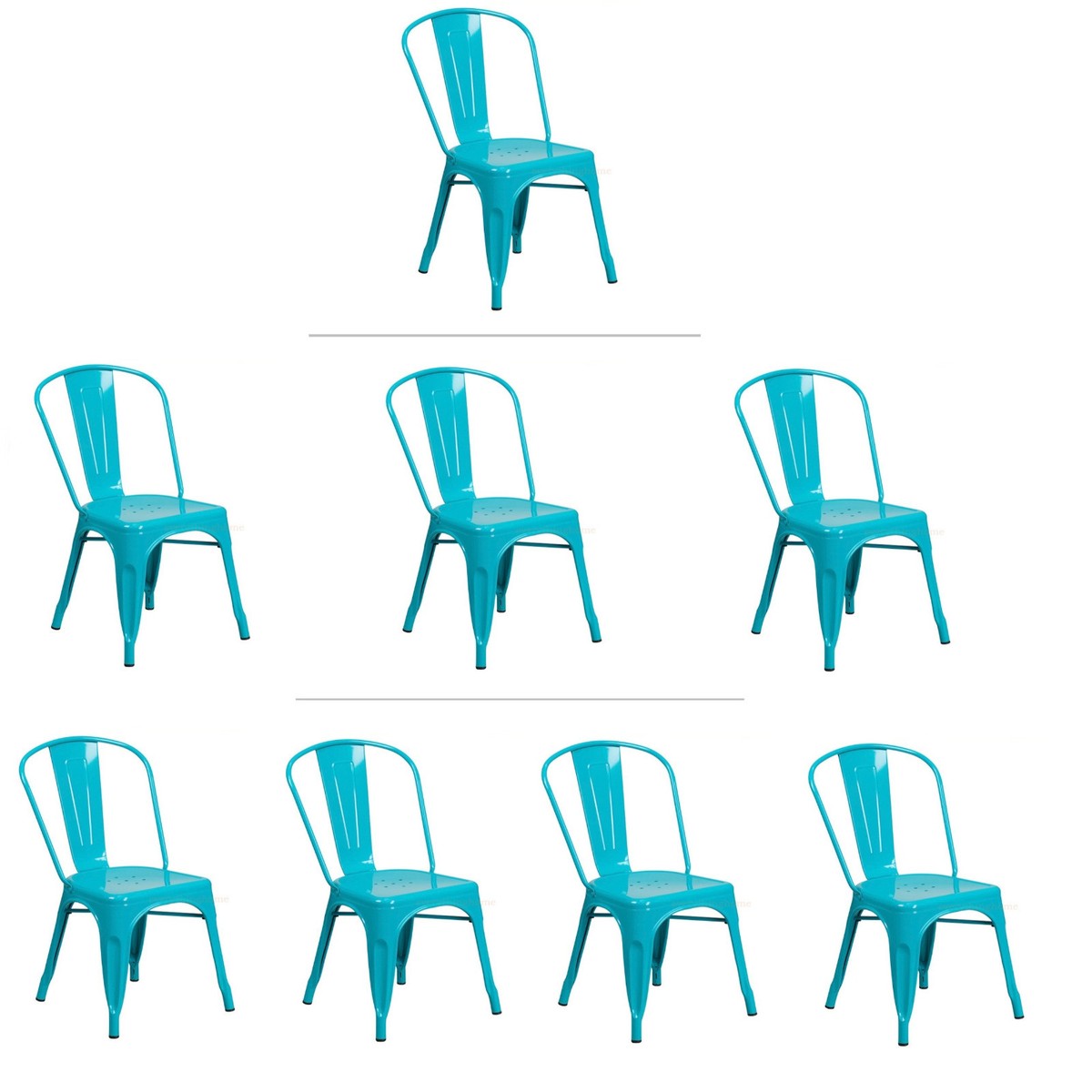 Tolix Teal Metal Stacking Dining Chair Commercial Quality 1, 3, 4