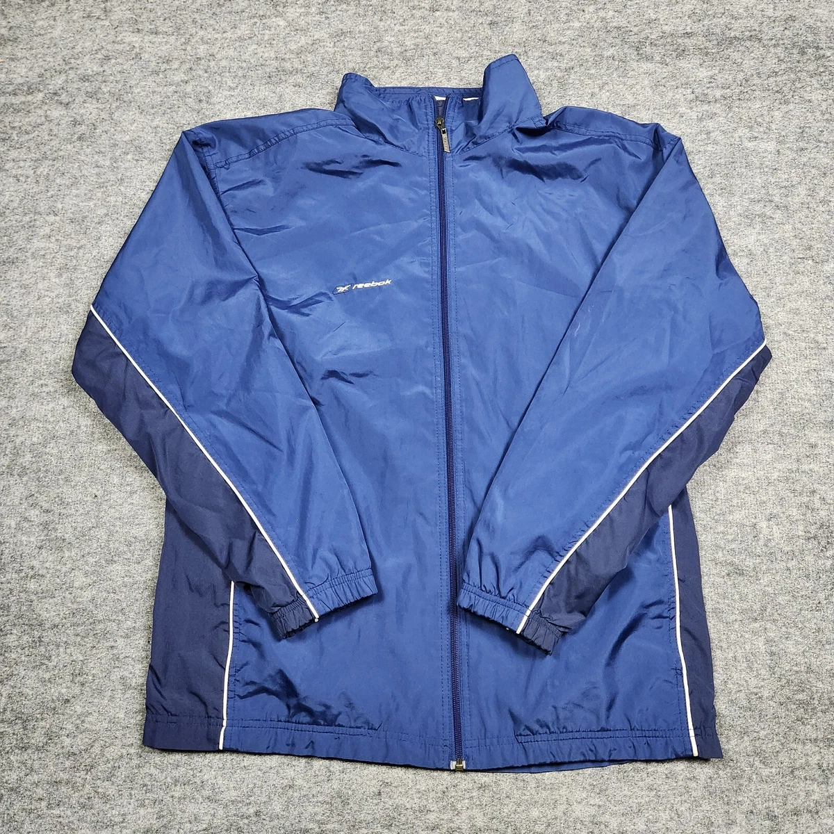 REEBOK Men's Track Jacket Adult M Blue Full Zip Windbreaker Polyester  Athletic | eBay