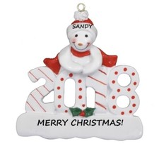 Personalized 2018 Single Snowman Christmas Ornament