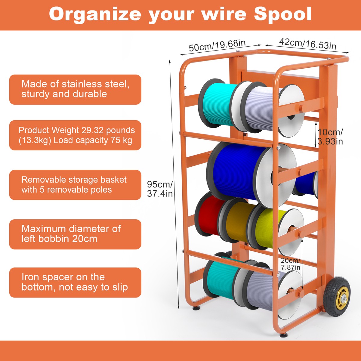 Wire Rack Caddy Rack Cord Reel Insaga Double Decker Wire Spool Rack - Heavy Duty Cable Caddy ...