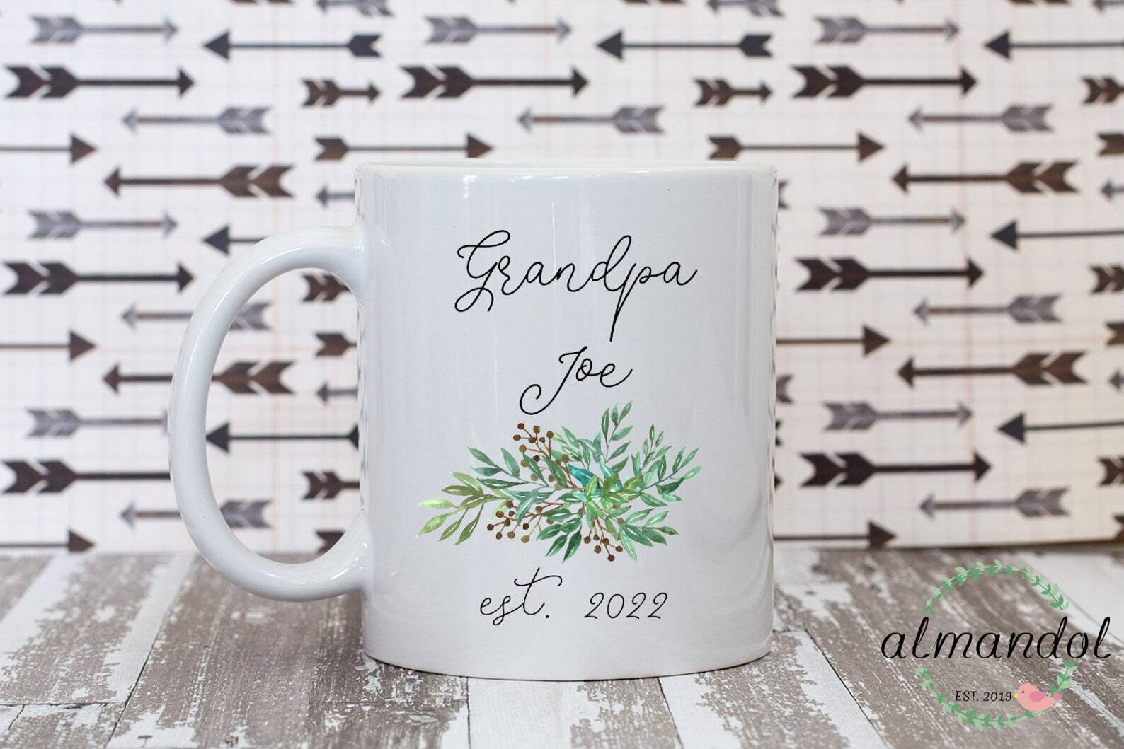 Grandpa Est. 2022 Pregnancy Announcement Grandpa To Be Coffee Mug. Baby Announce
