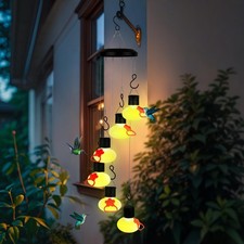 Charming Wind Chimes Hummingbird Feeders for Outdoors,Solar Hummingbird Feede...