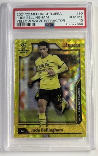 Jude Bellingham 2021-22 Topps Merlin UEFA Yellow Wave PSA 10 /225