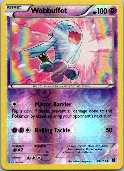 Wobbuffet 67/162 Uncommon BREAKthrough Pokemon Reverse Holo Near Mint