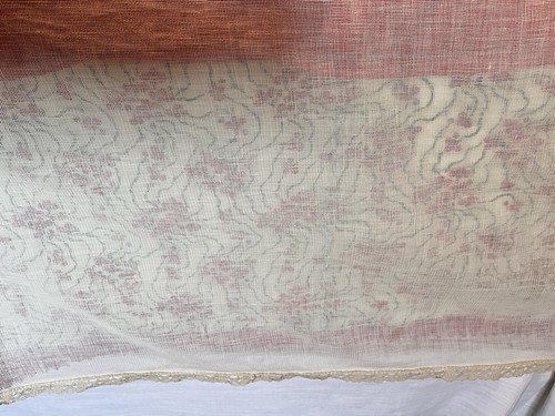 Beautiful Antique Natural Gauzy Linen Bed Cover Lace 84x84 with Pillow Cover - Picture 18 of 24