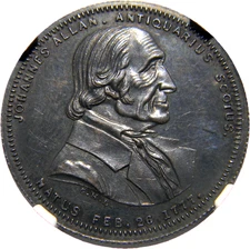 New York , NY 1860 John Curtis Silver Token By G. H. Lovett NGC MS 62 (13-6)