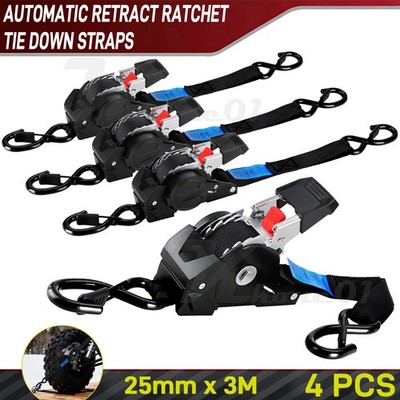 4x Automatik Spanngurte mit Sicherung Ratschengurt Zurrgurt aufrollend Rollgurt