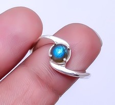 Labradorite - Madagascar Solid 925 Sterling Silver Handmade Ring S.7 R11,
