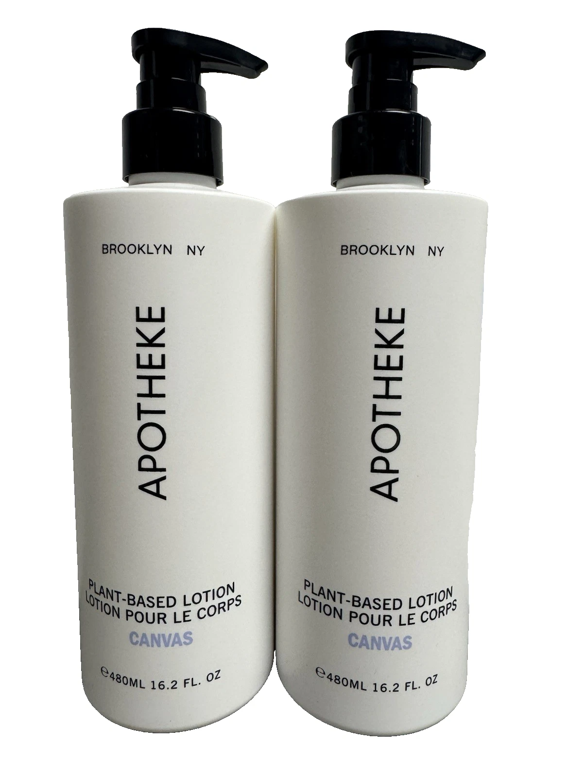 2 PACK Set Apotheke CANVAS Plant Based BODY LOTION 16.2Oz 480mL Pump Bottle