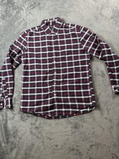 J.Crew Shirt Mens Medium Red Navy Plaid Flex Oxford Long Sleeve Button Up Casual