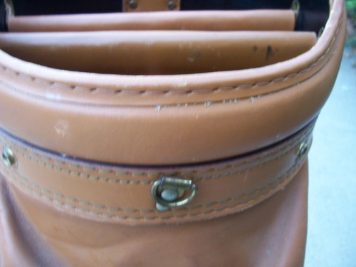Vintage Hot-Z All Leather Golf Cart Bag 6 Way Divider Brown w/Brass Hardware USA - Picture 7 of 20