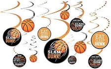 Nothin' But Net Basketball Sports Banquet Theme Party Hanging Swirl Decorations
