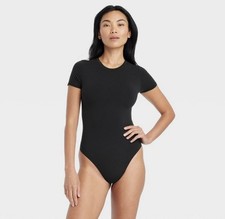 Auden Luxury Collection 4-way Stretch Short Sleeve Thong Bodysuit size L - NEW