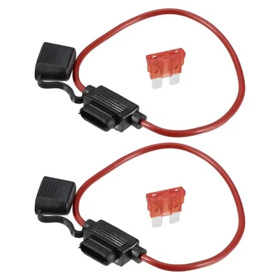 Porte-fusible étanche 12 AWG à lame standard 10 A, en métal noir. - Photo 1/4