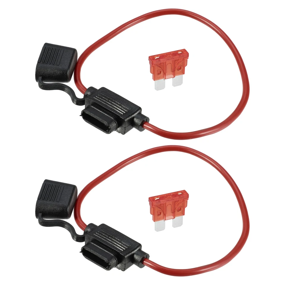 Porte-fusible étanche 12 AWG à lame standard 10 A, en métal noir. - Photo 1/4