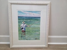 FLY FISHING  original water color by Artist Phil Fisher