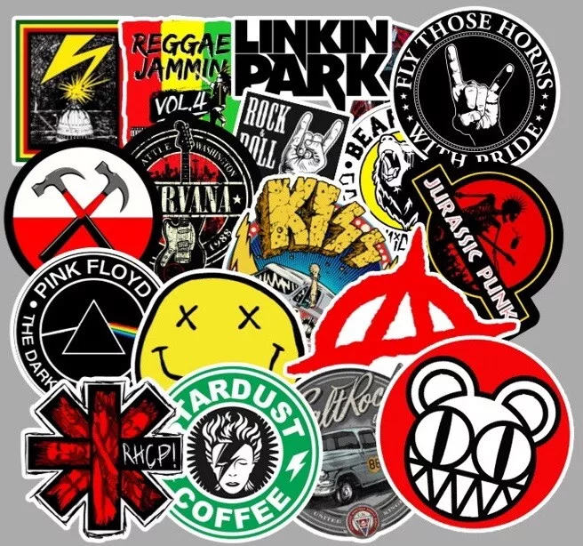 100 Rock Stickers Lot Heavy Metal Punk Band Music Guitar Car Decals  Skateboard