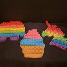 Set Of 3 Push Pop Bubble It Sensory Fidget Rainbow Toys