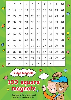 Scholastic Kühlschrankmagnete 100 quadratische Mathe Magnete Lernressourcen Karten Buch