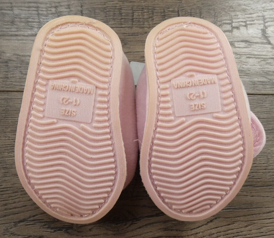 女宝宝全新无标签考拉婴儿尺寸 1-2 粉色彩虹花拖鞋 — 第 2/2 张图片