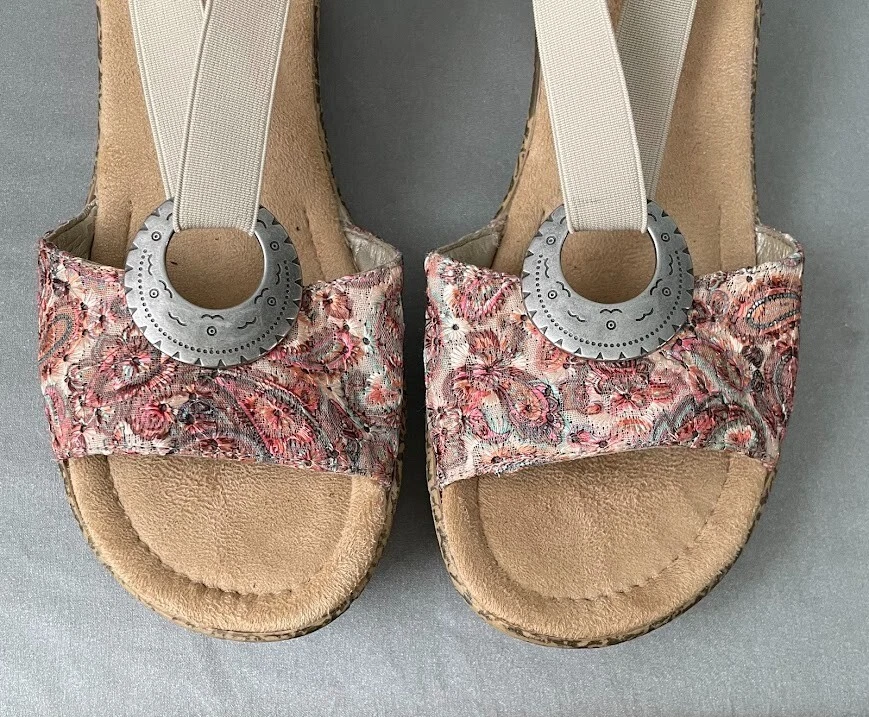 Sandalias Rieker Roberta Talla EU 41 US 9.5 Punta Abierta Tacones de Cuña Zapatos Ojales Boho Foto 3 de 4
