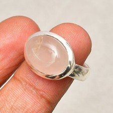 Rose Quartz Gemstone Handmade 925 Sterling Silver Jewelry Ring Size 5.5