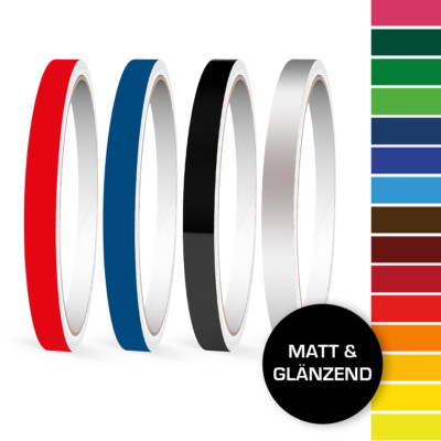 Zierstreifen Seitenstreifen 1 mm - 10 mm Auto Orange Violett Pink Lila Blau Yama