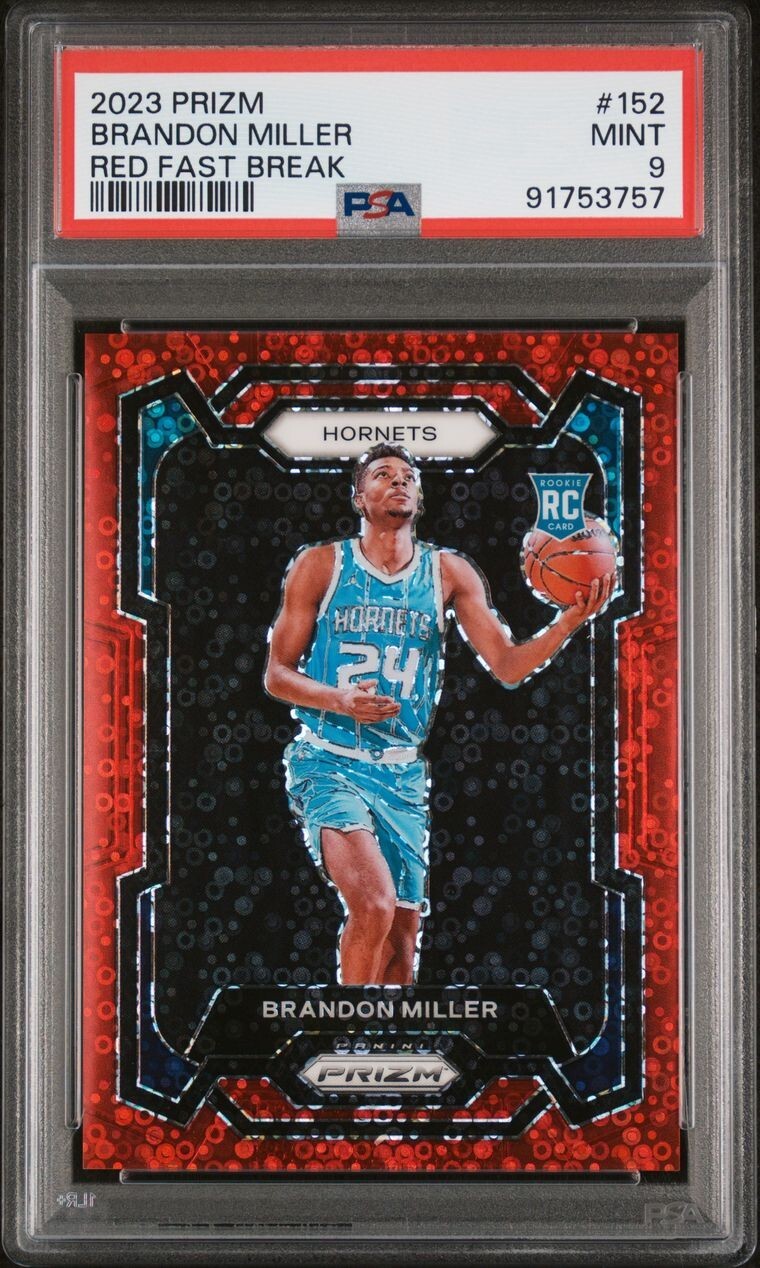 2023 Panini Prizm Brandon Miller Red Fast Break Rookie /100 #152